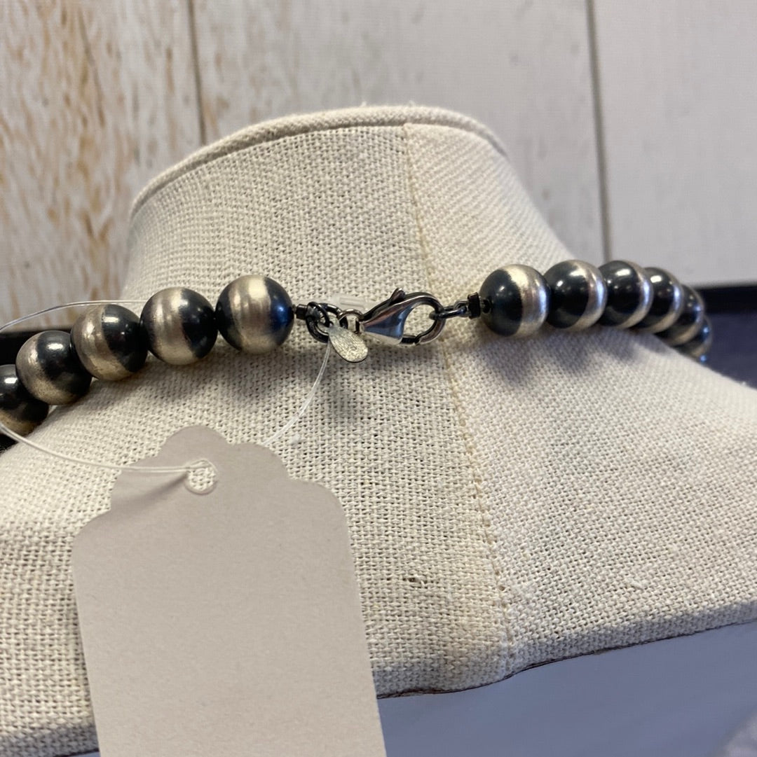 20" 10MM " NAVAJO STYLE" STERLING PEARLS