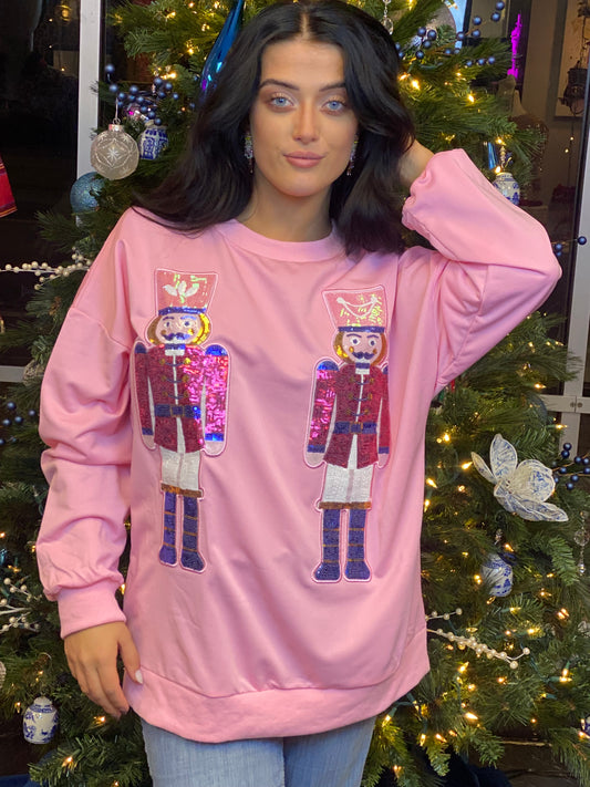 Nut Cracker Pink Sequins Sweatshirt