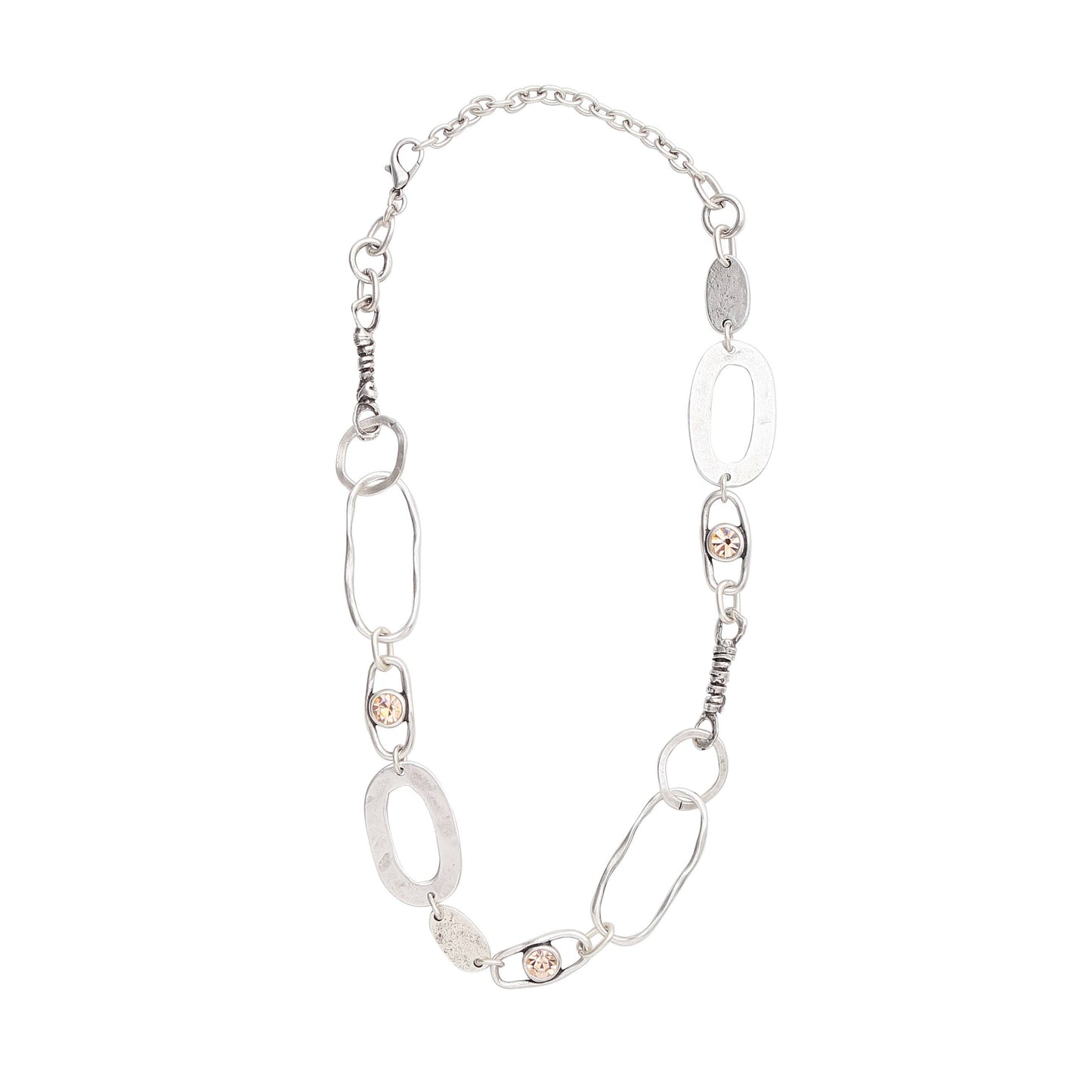 Handmade Crystal Pewter Necklace - 3986