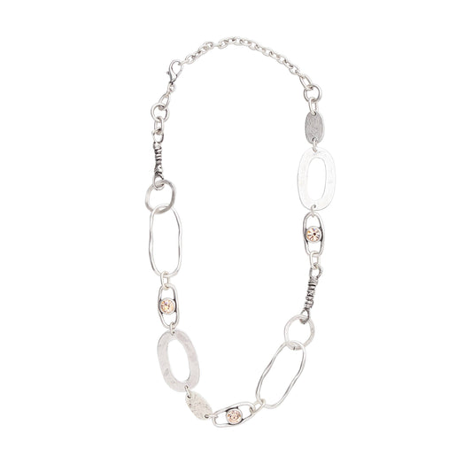 Handmade Crystal Pewter Necklace - 3986