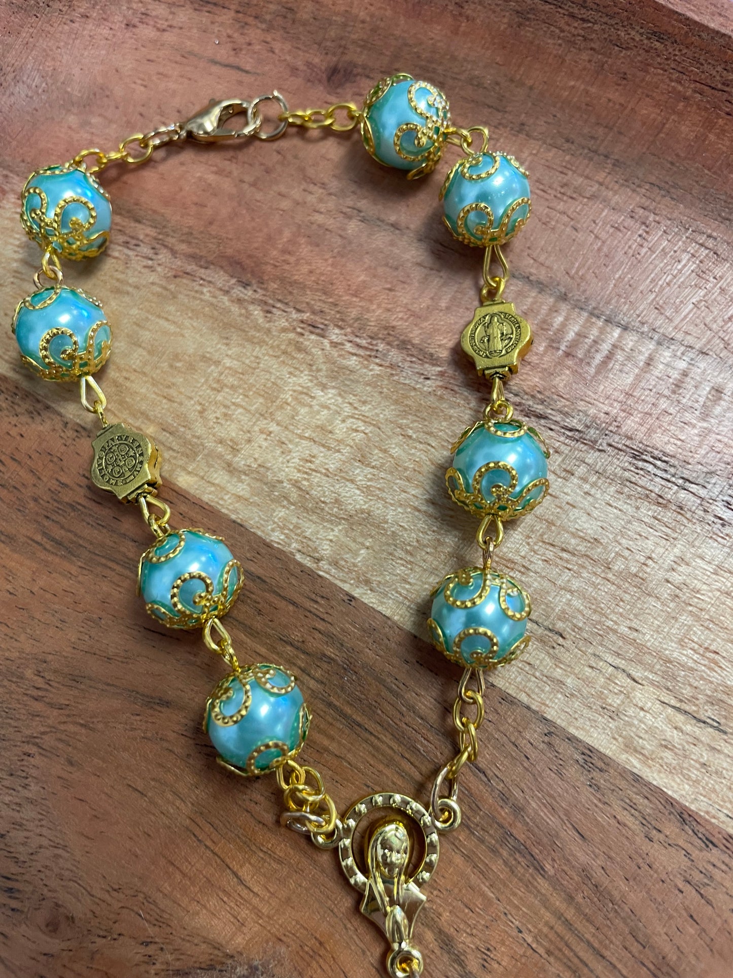 Blue Rosary Bracelet