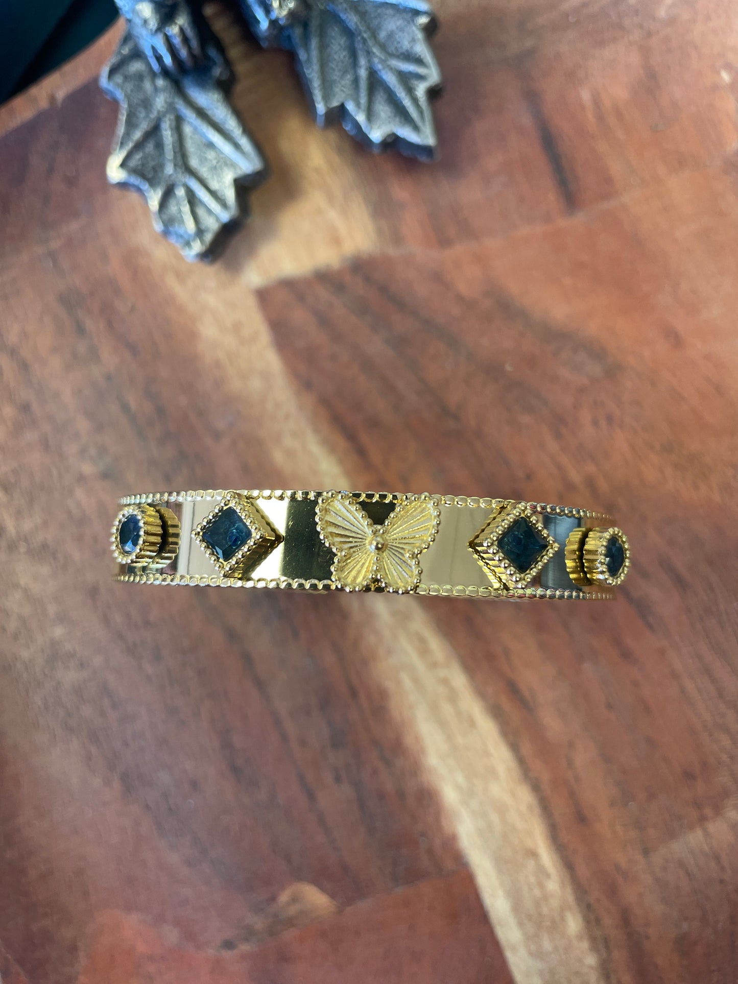 Stainless Gold Plated Crush Blue Butterfly Bracelet
