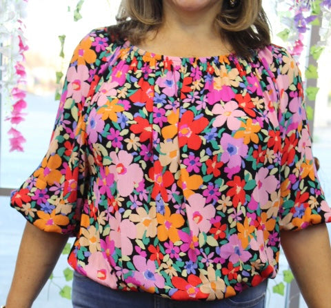 Floral Rayon Print Off The Shoulder Top