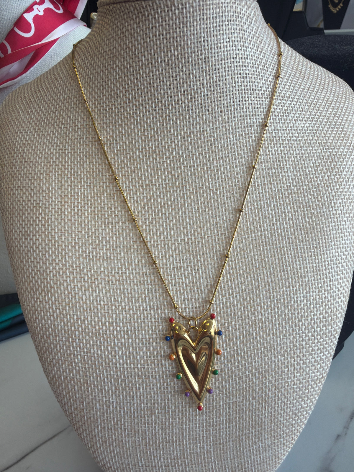 Stainless Steel Gold Plated Colorful Heat Necklace