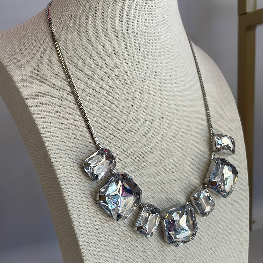 Silver Crystal Statement Necklace