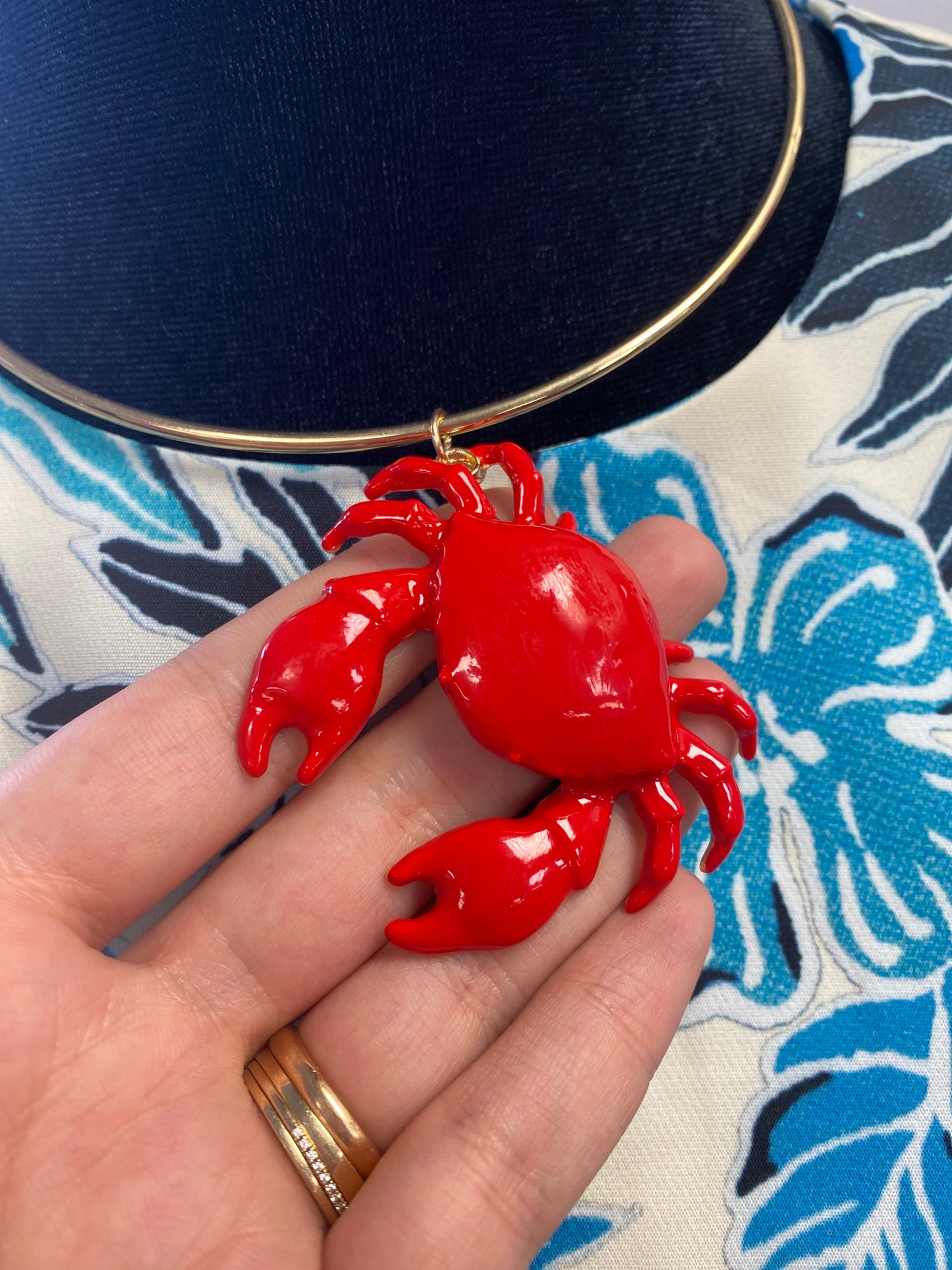 Enamel Crab Cocker Necklace