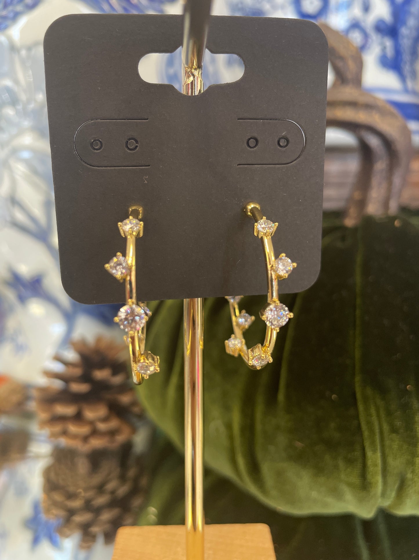 Gold Crystal Stud Hoop