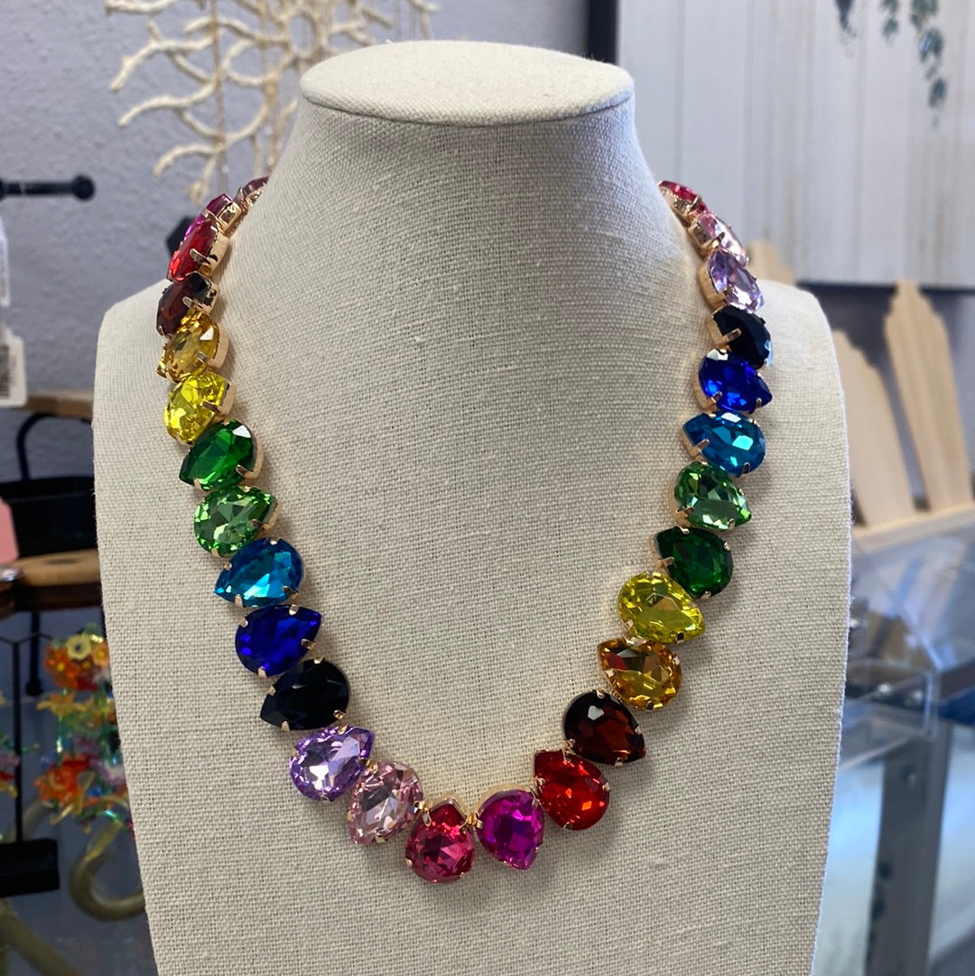 Rainbow Crystal Statement Necklace