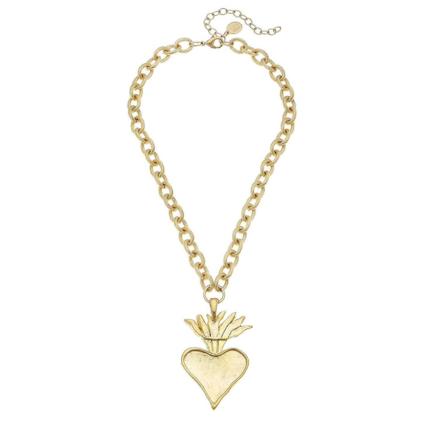 Gold Flaming Heart Chain Necklace