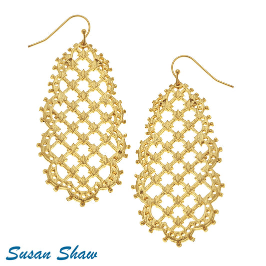 Handcast Gold Filigree Earrings