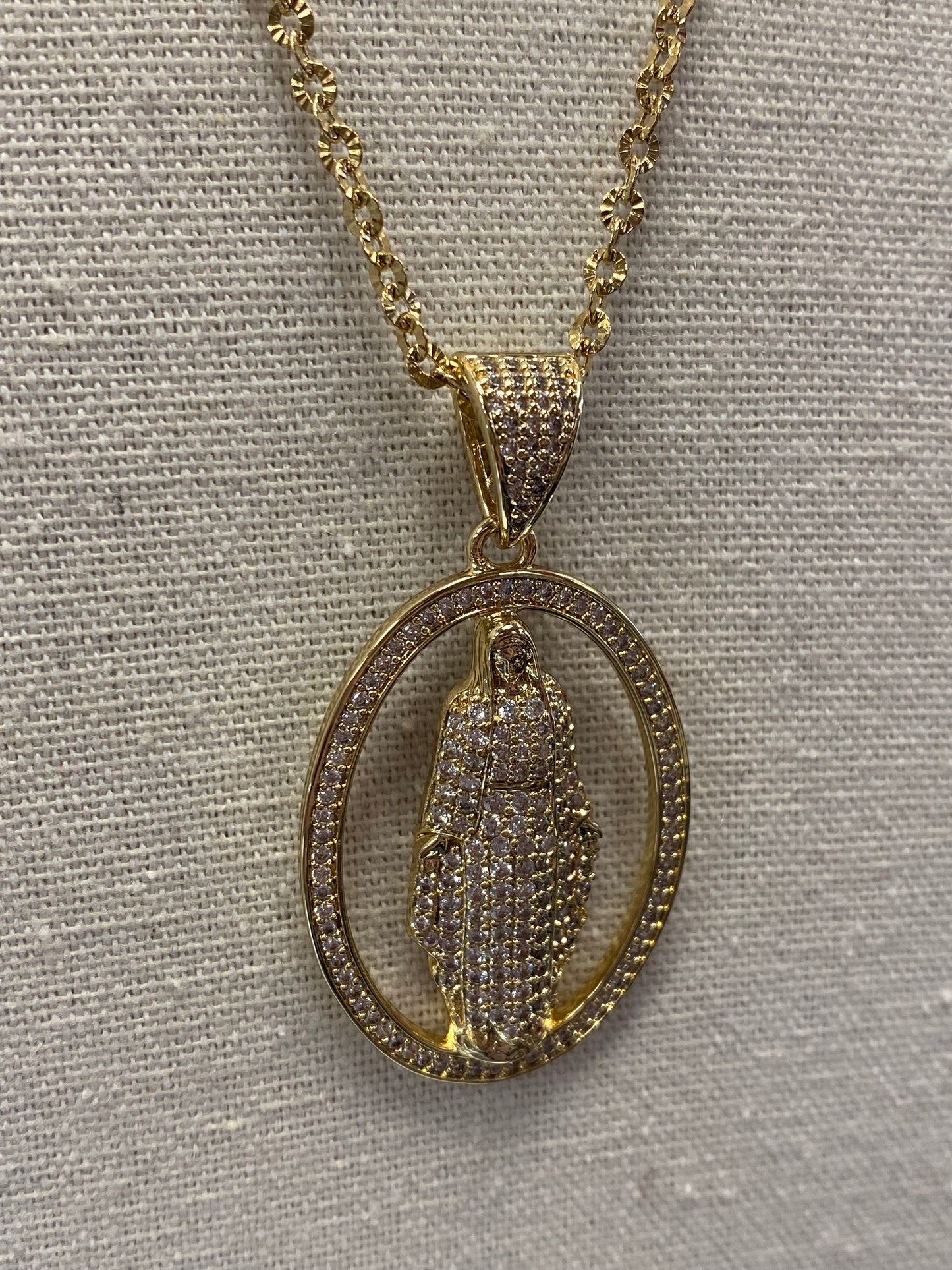Crystal Mother Mary Pendant Necklace