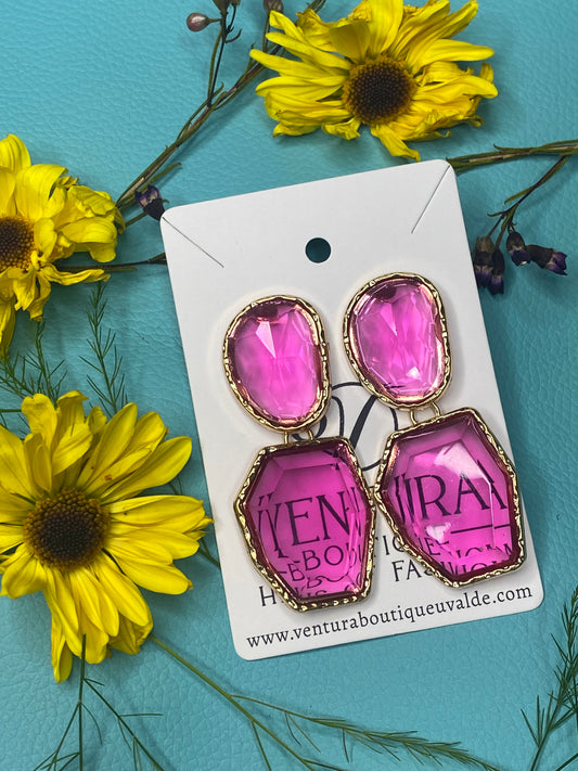 Pink Post Drop Earrings