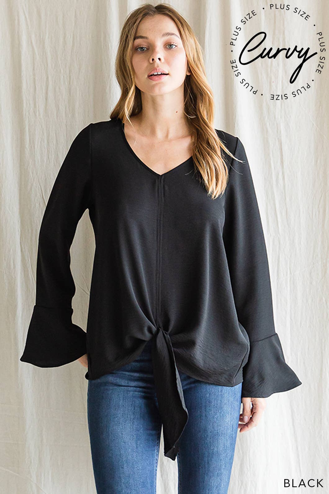 Women's V Neck Bell Sleeve Top