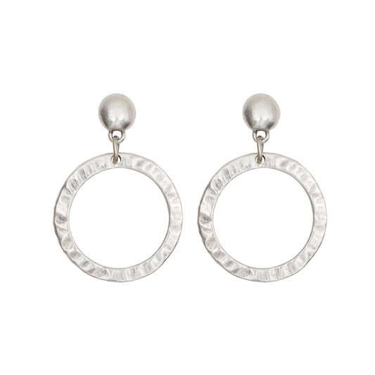 Handmade Hammered Hoop Pewter Earrings - NE1512