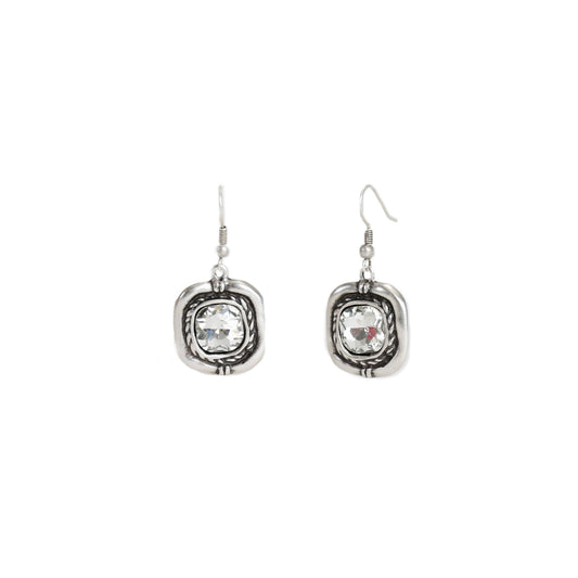 Handmade Pewter Crystal Earrings - NE1410