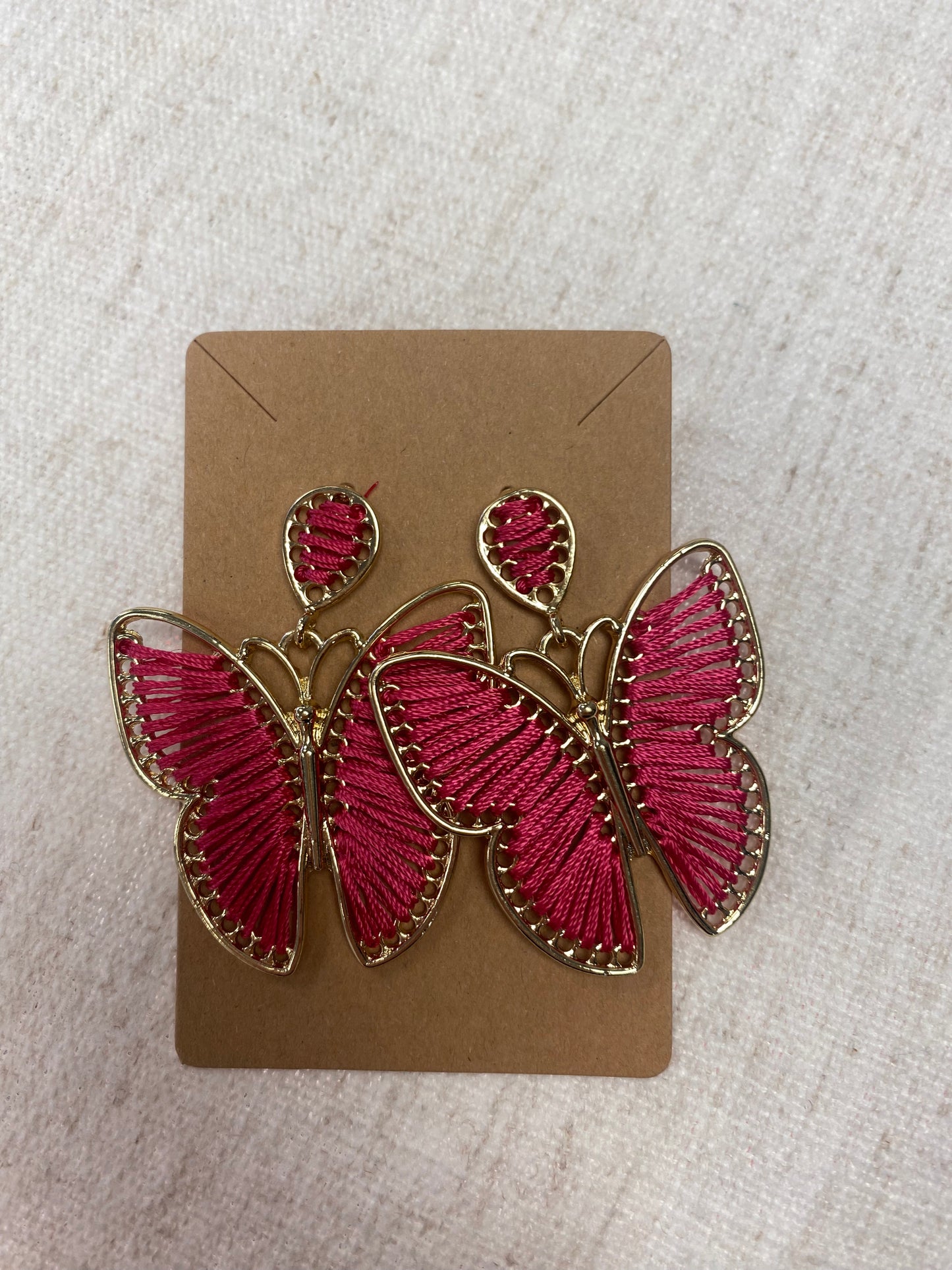 Pink butterfly earrings