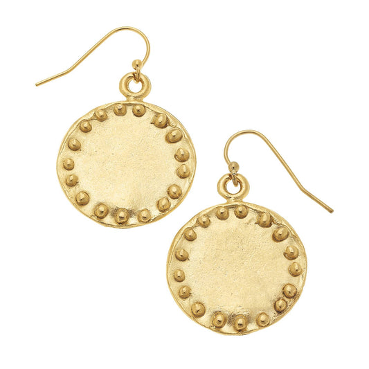 Gold Circle with dots Earrings