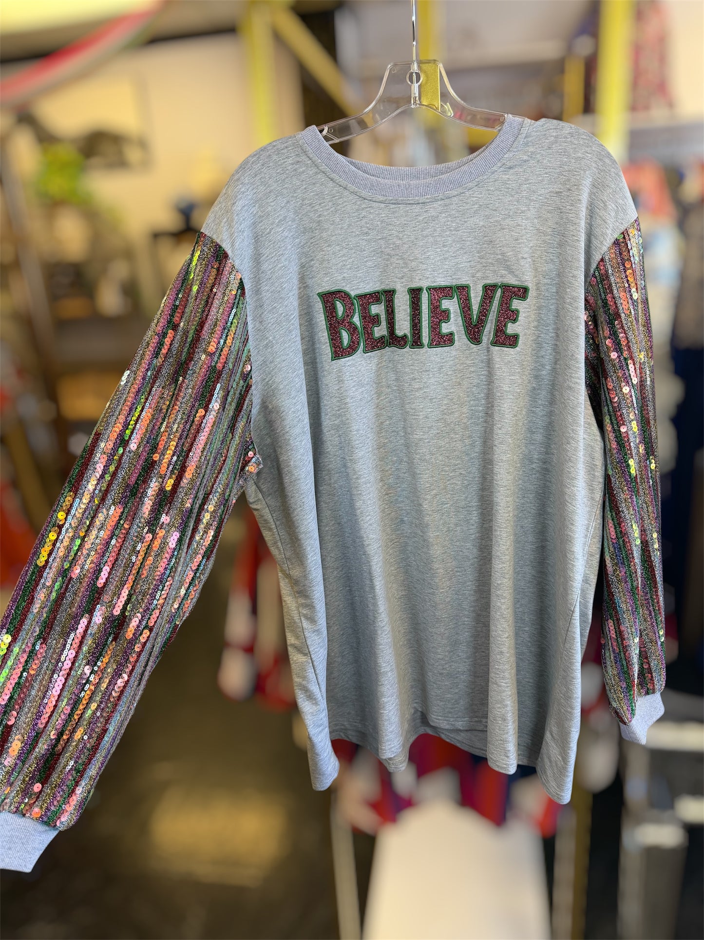 Believe Sequin Sleeve Sweatshirt 2X