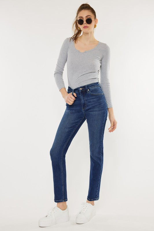 Kan Can HIGH RISE SLIM STRAIGHT JEANS