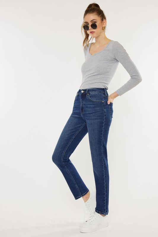 Kan Can HIGH RISE SLIM STRAIGHT JEANS