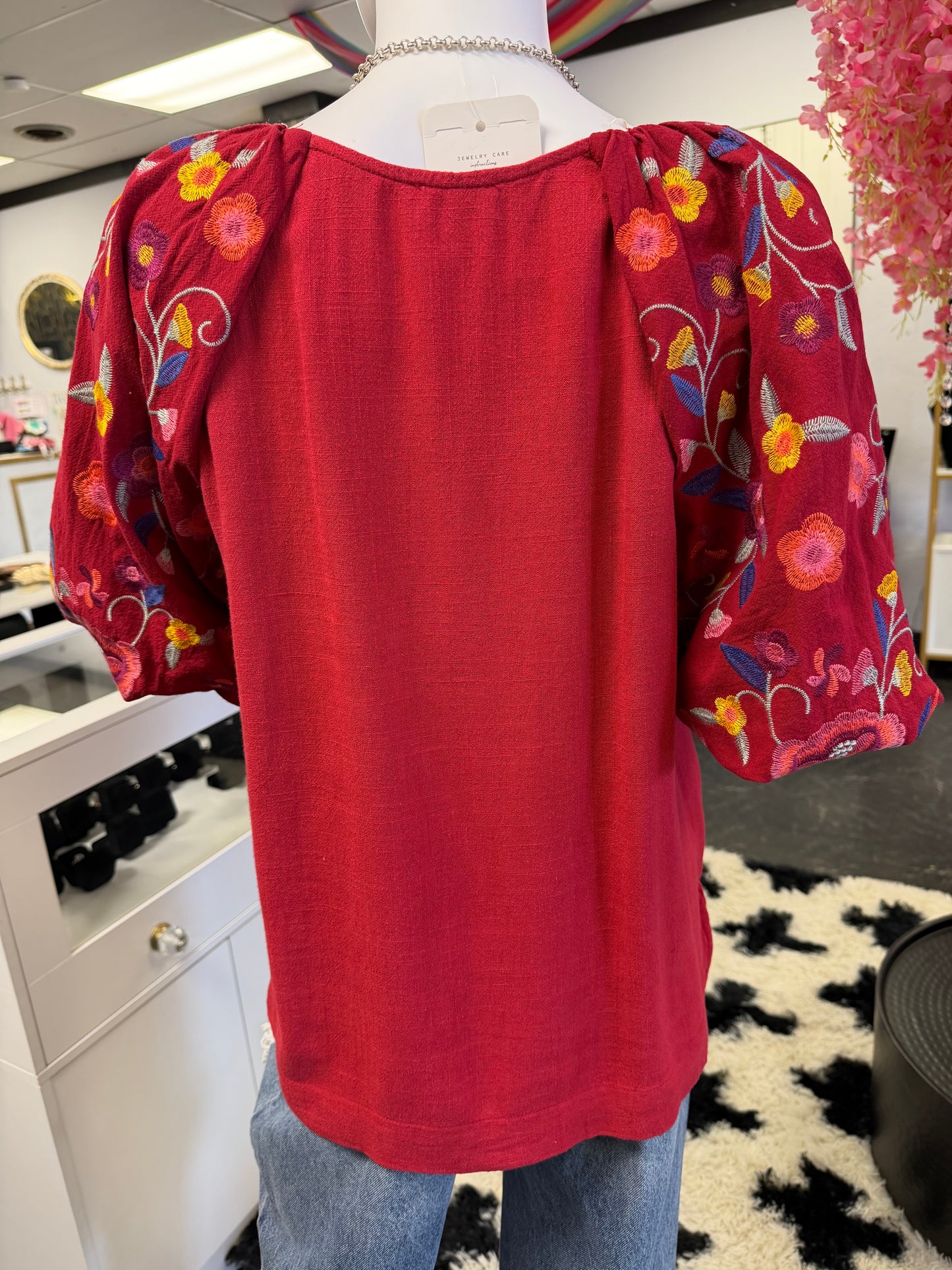 Red Top Heavy Embroidery