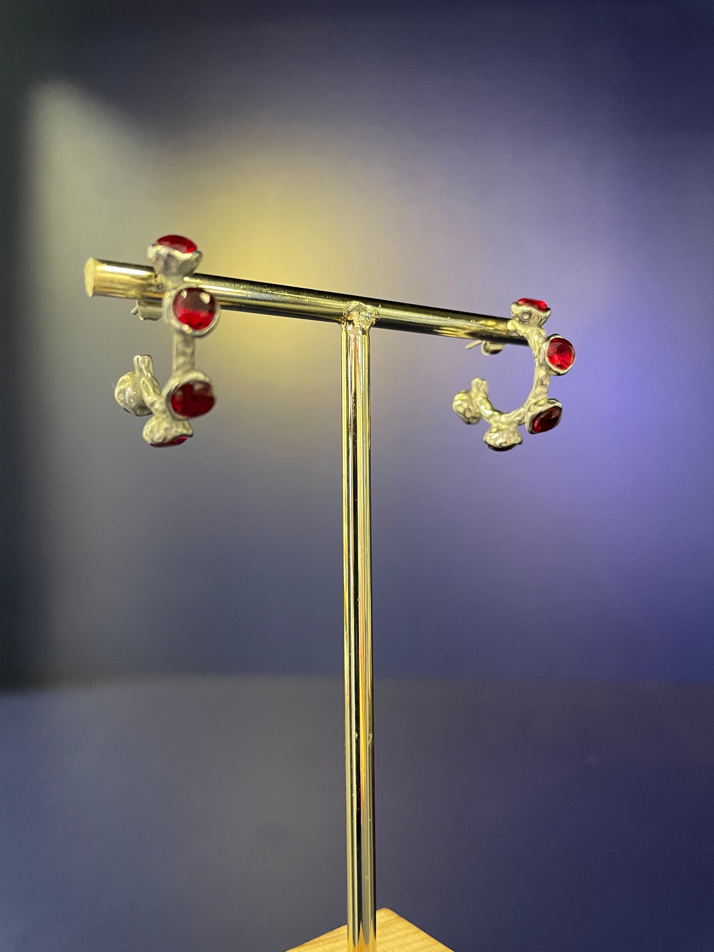 Uno Ruby Silver Hoop Earring