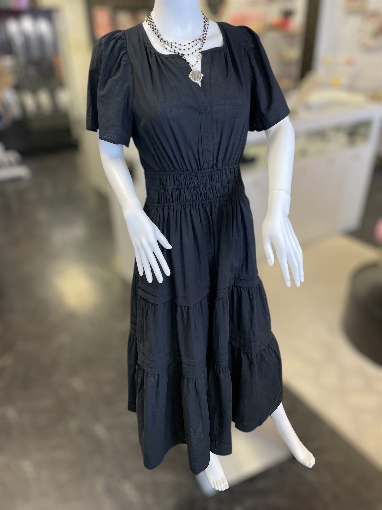 Cocktail Hour Black Tiered Maxi Dress
