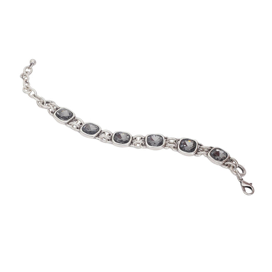Handmade Smoky Crystal Pewter Bracelet - 2911