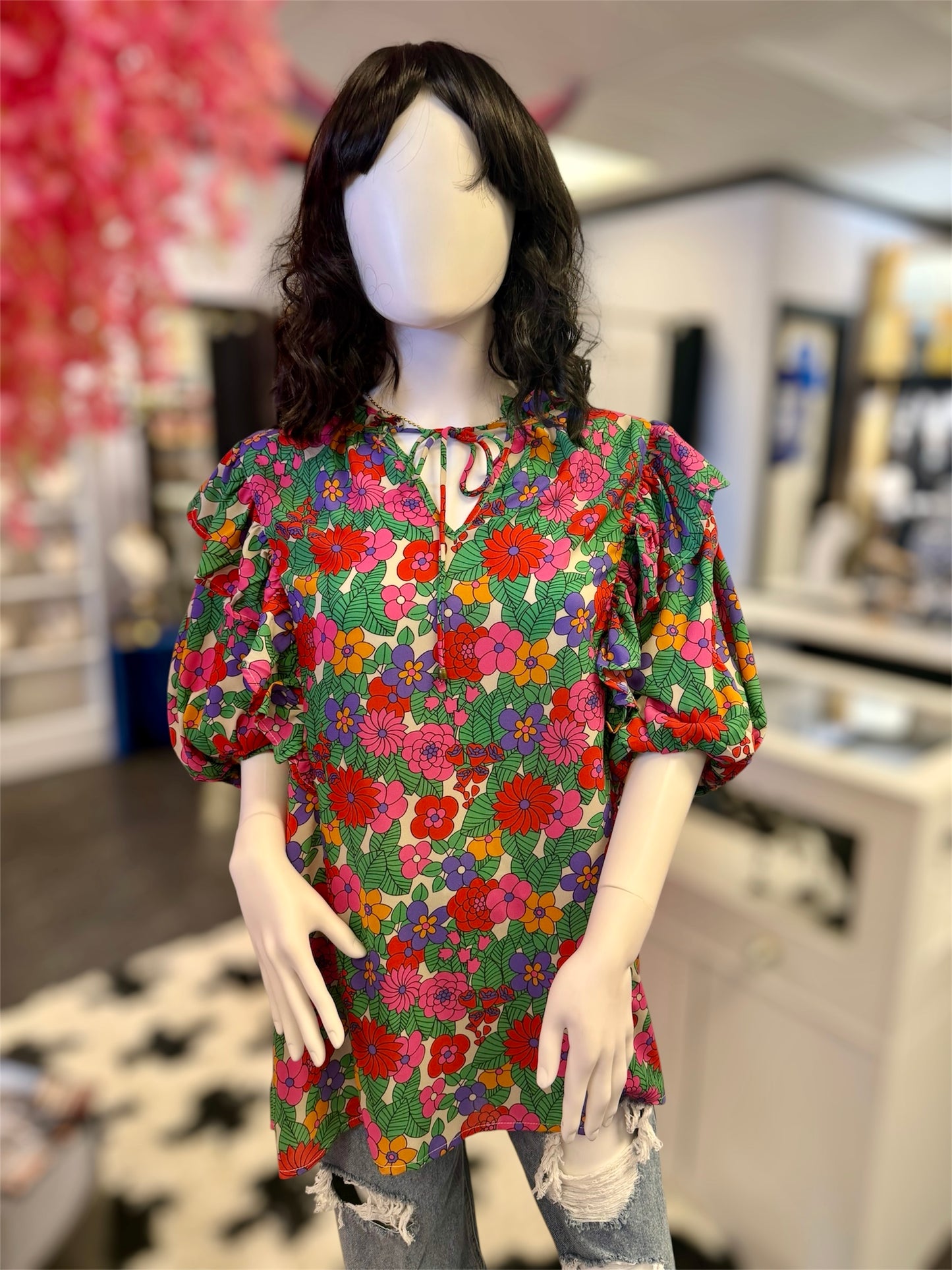 Spring Flowers (Curvy) Top Flutter