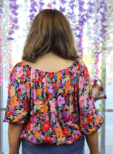 Floral Rayon Print Off The Shoulder Top