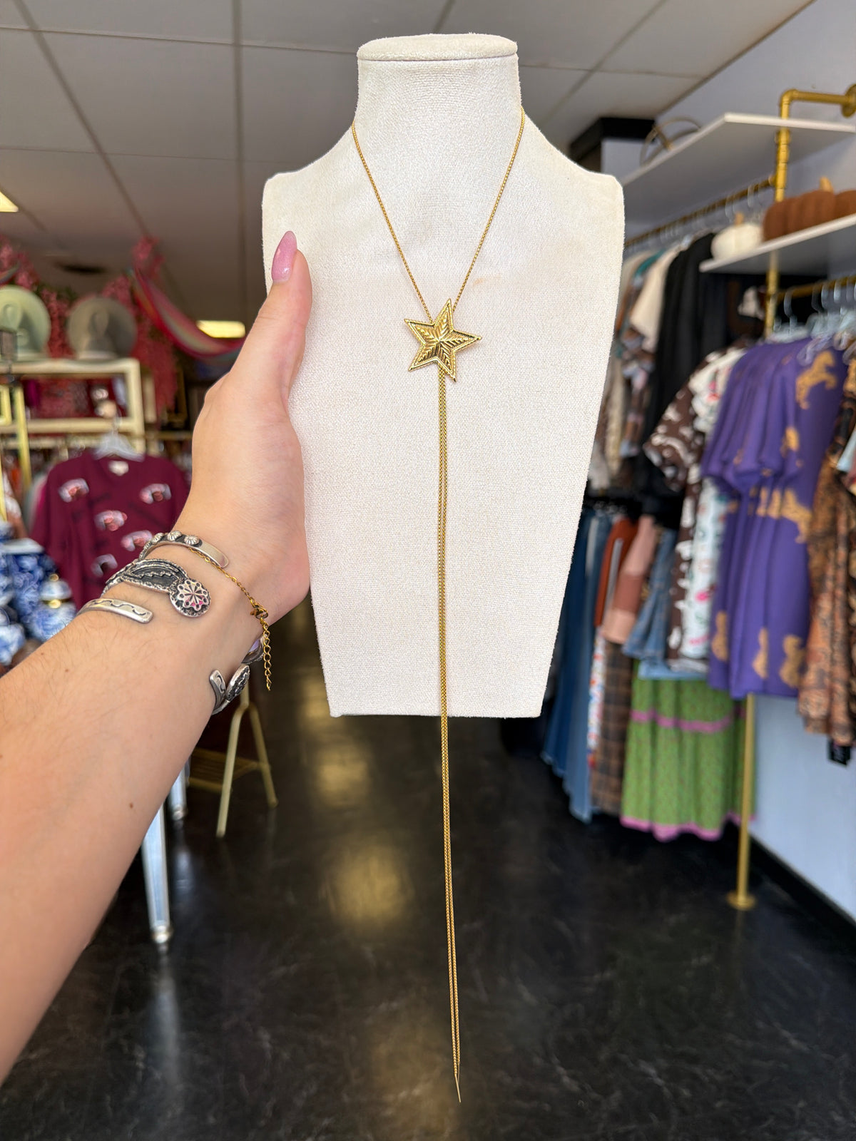 Adjustable Stainless Gold Plated Star Bolo
