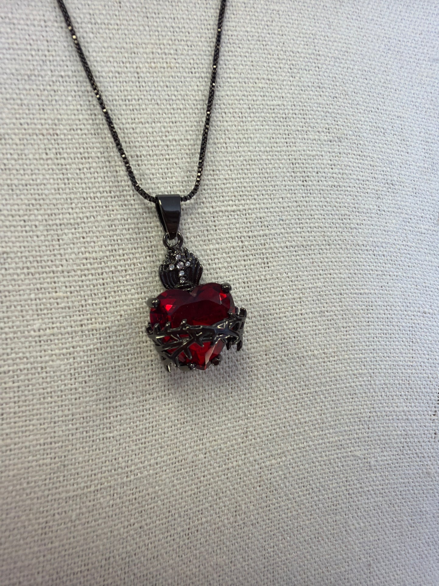 Sacred Heart Crystal Necklace