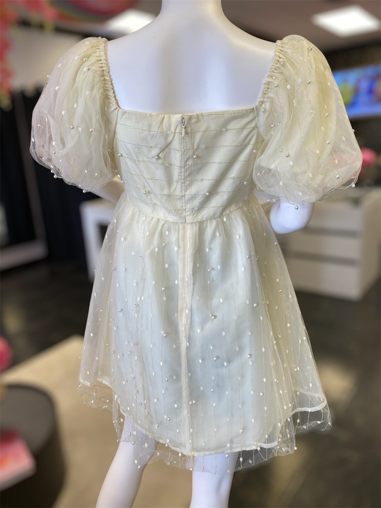 Pearl Mesh Babydoll Dress