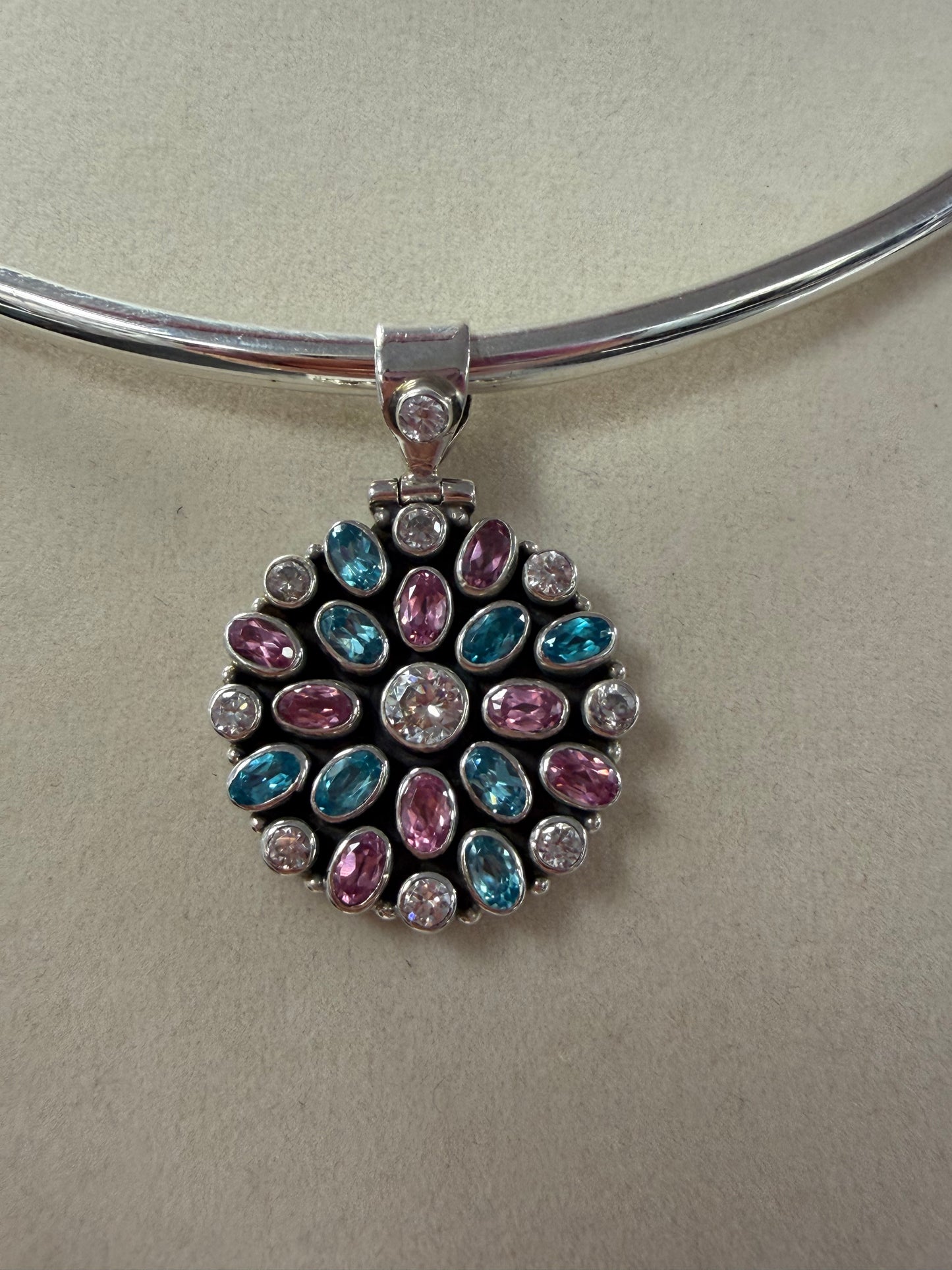 Sterling Silver Pink & White Slider Pendant