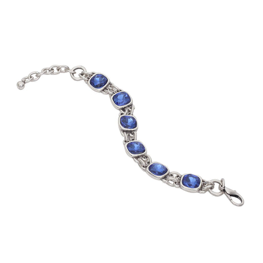 Handmade Blue Crystal Pewter Bracelet - 2912