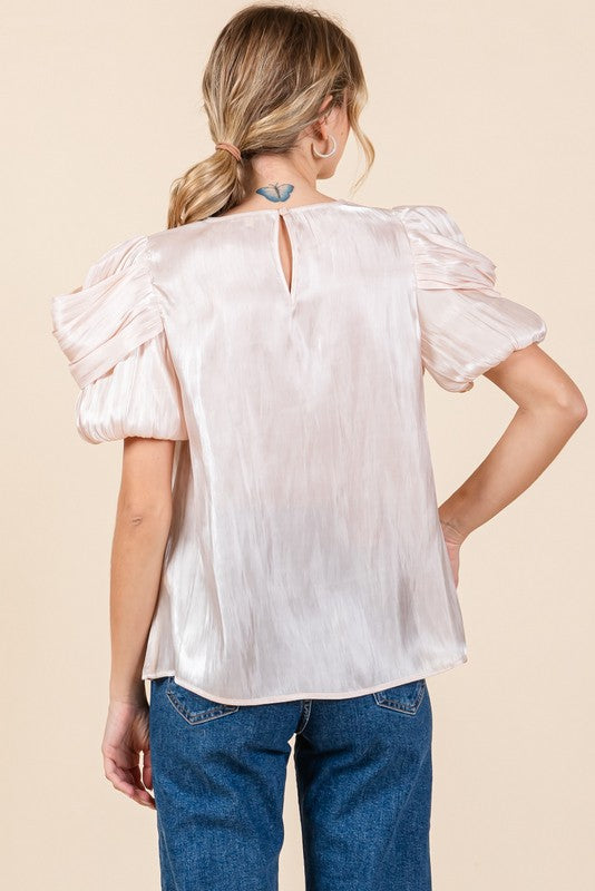 Glossy Draped Sleeves Top