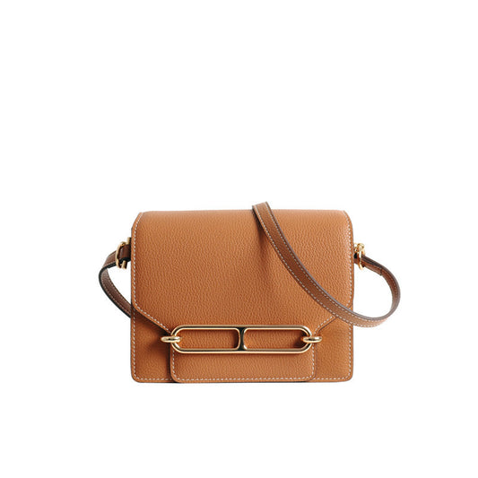 Brown Pebbled Leather Equestrian Crossbody Purse