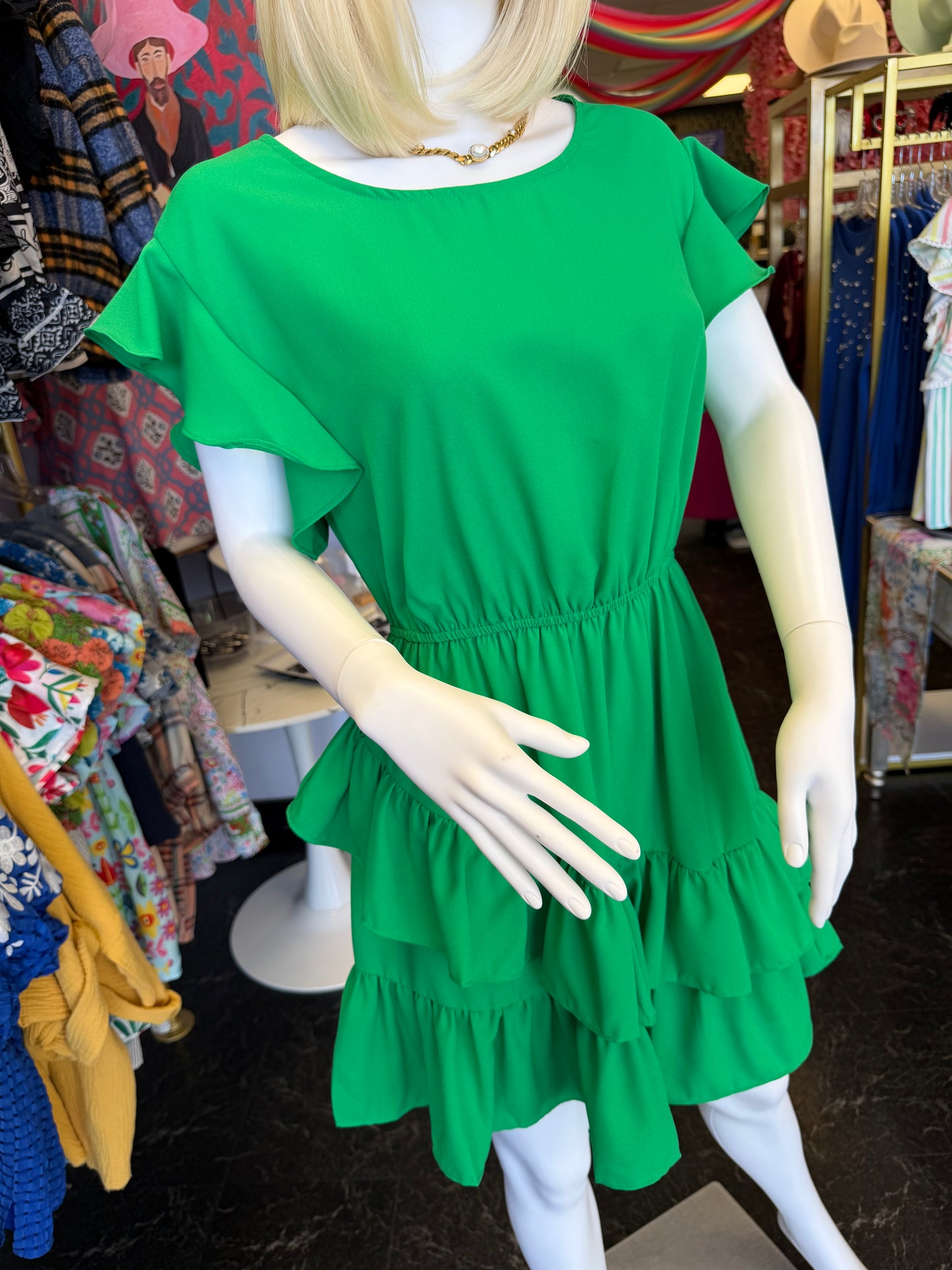 Kelly Green Flowy Dress