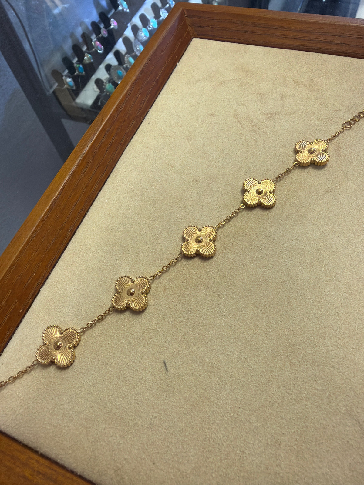 Stainless Steel Gold Plated Clover Bracelet