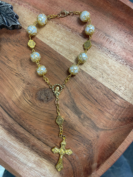 White Rosary Bracelet