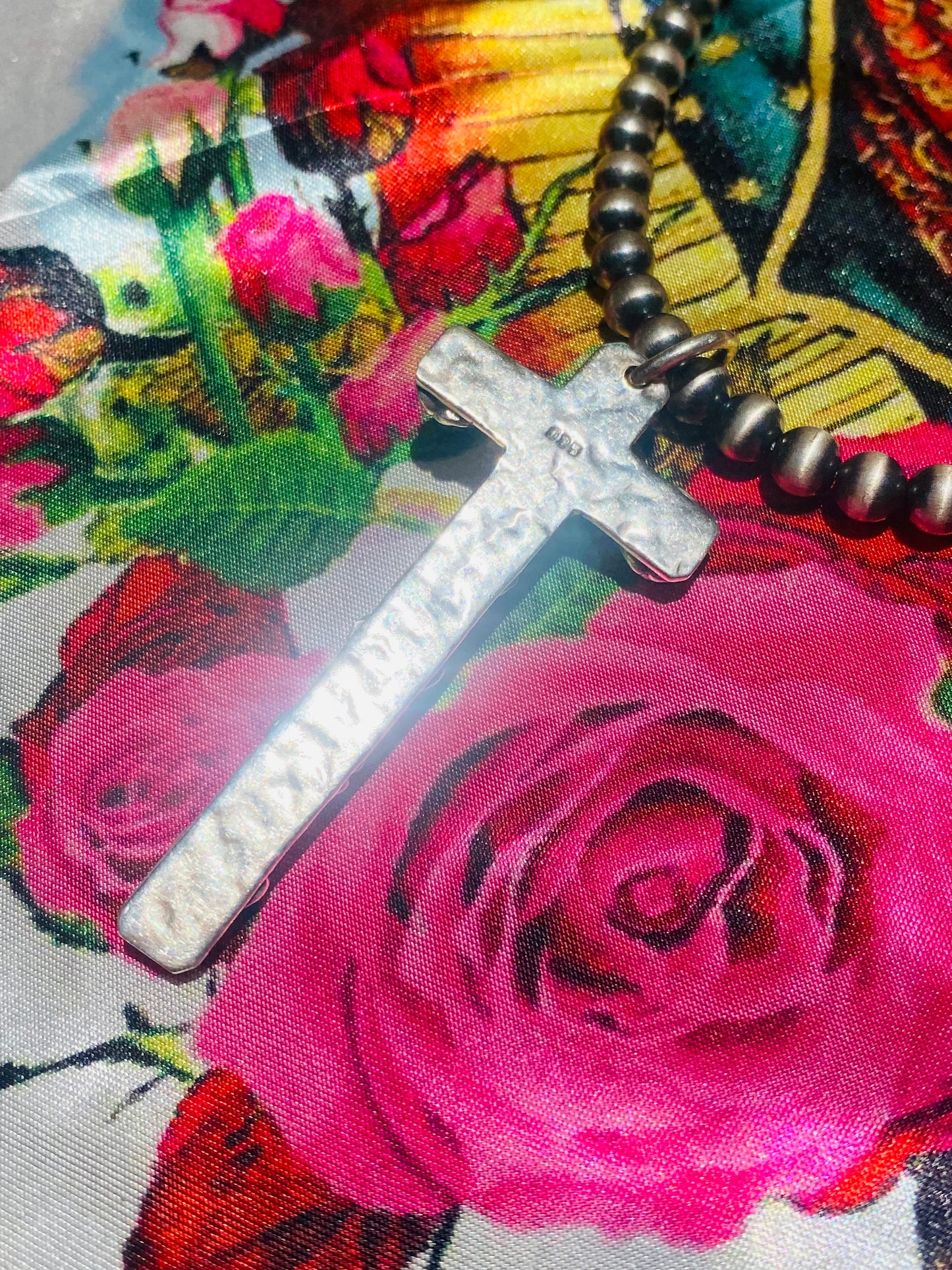 Beautiful Multi Rose Blue Lapis Cross Pendant