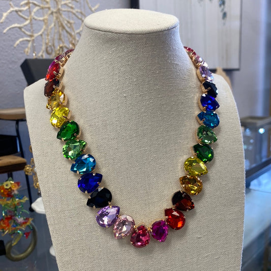 Rainbow Crystal Statement Necklace