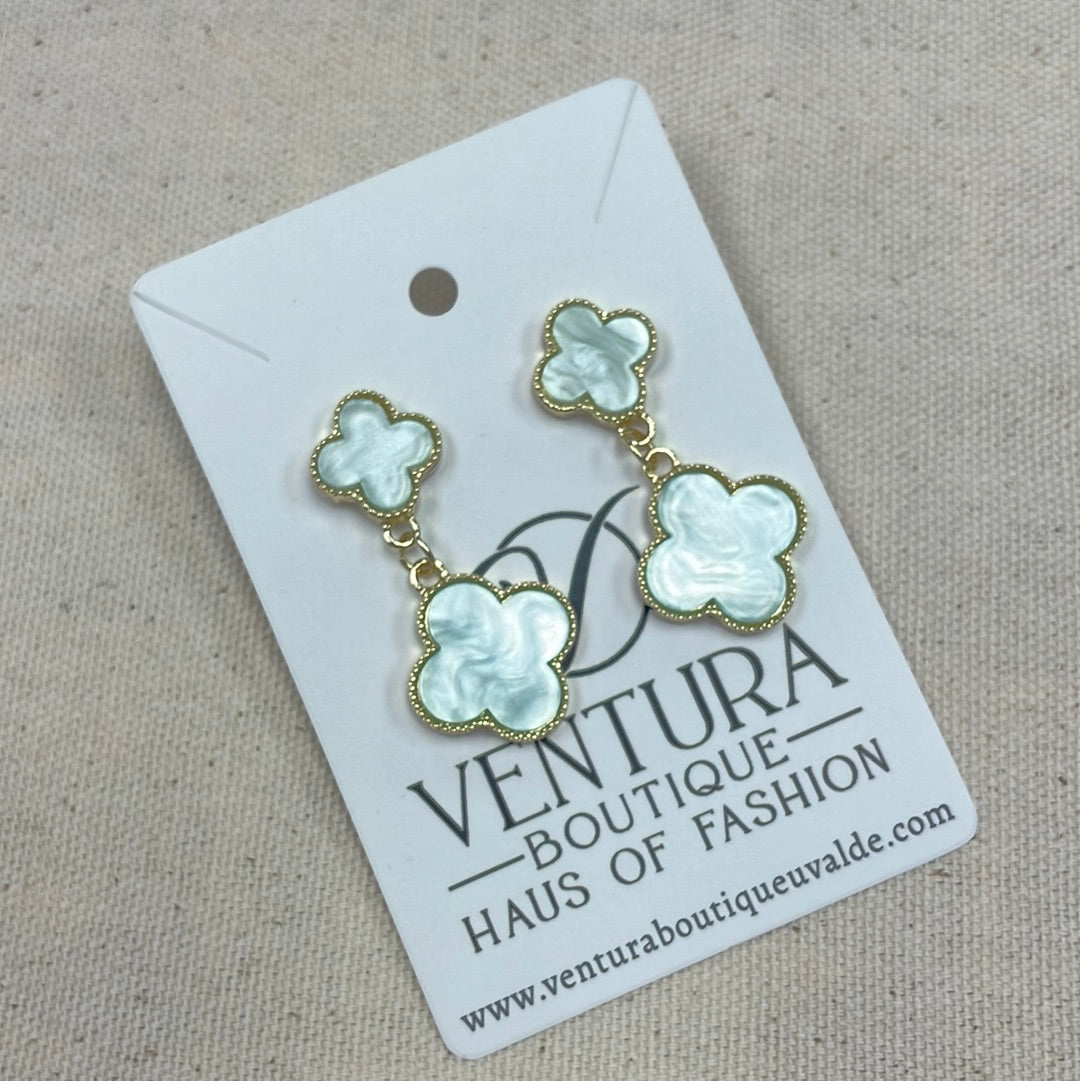 Double Clover Drop Earrings