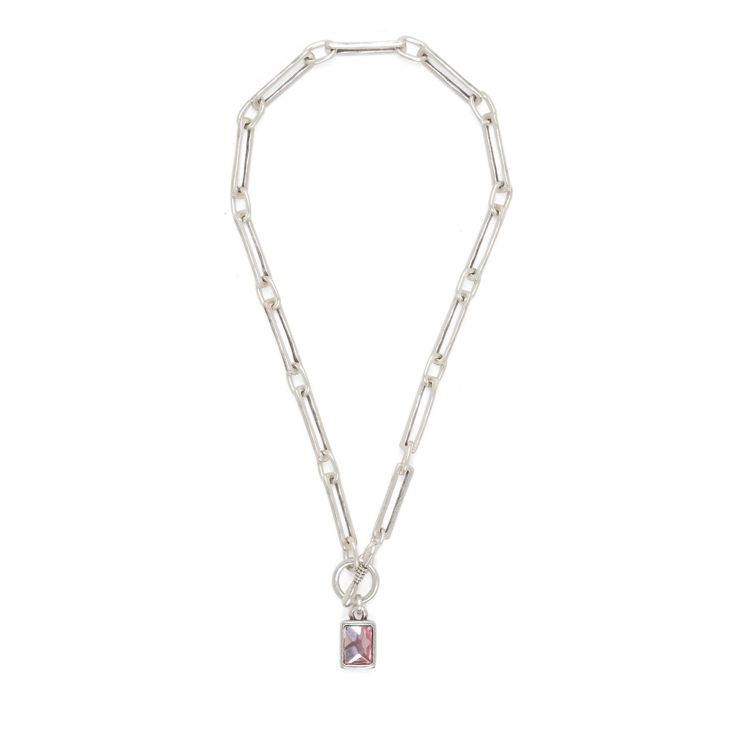 Handmade Crystal Pewter Necklace - 3816 Pink