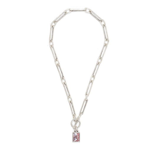 Handmade Crystal Pewter Necklace - 3816 Pink