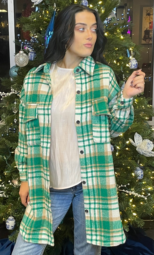 Green Plaid Flannel Jacket