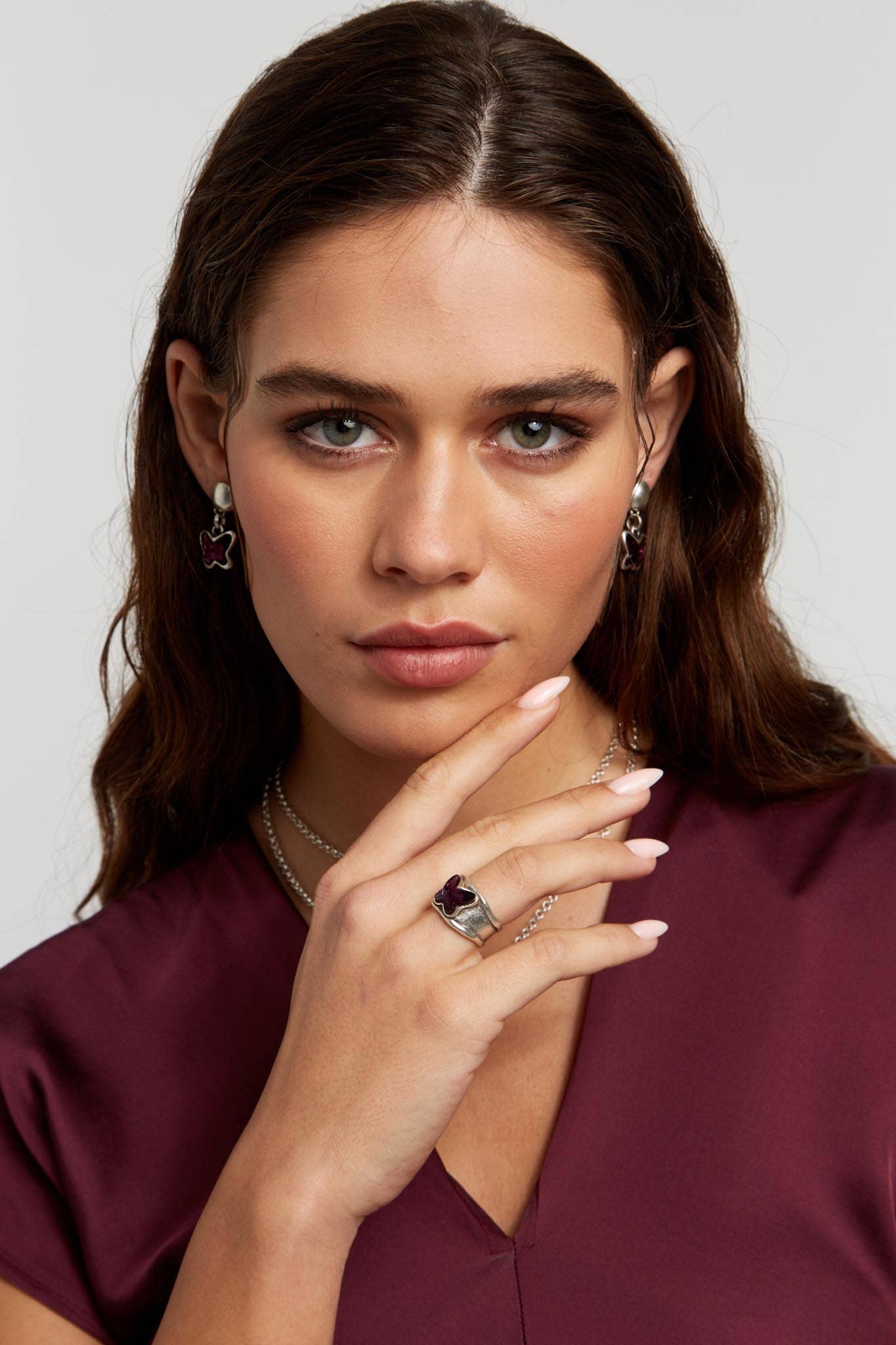 Handmade Butterfly Crystal Brass Ring - 6902