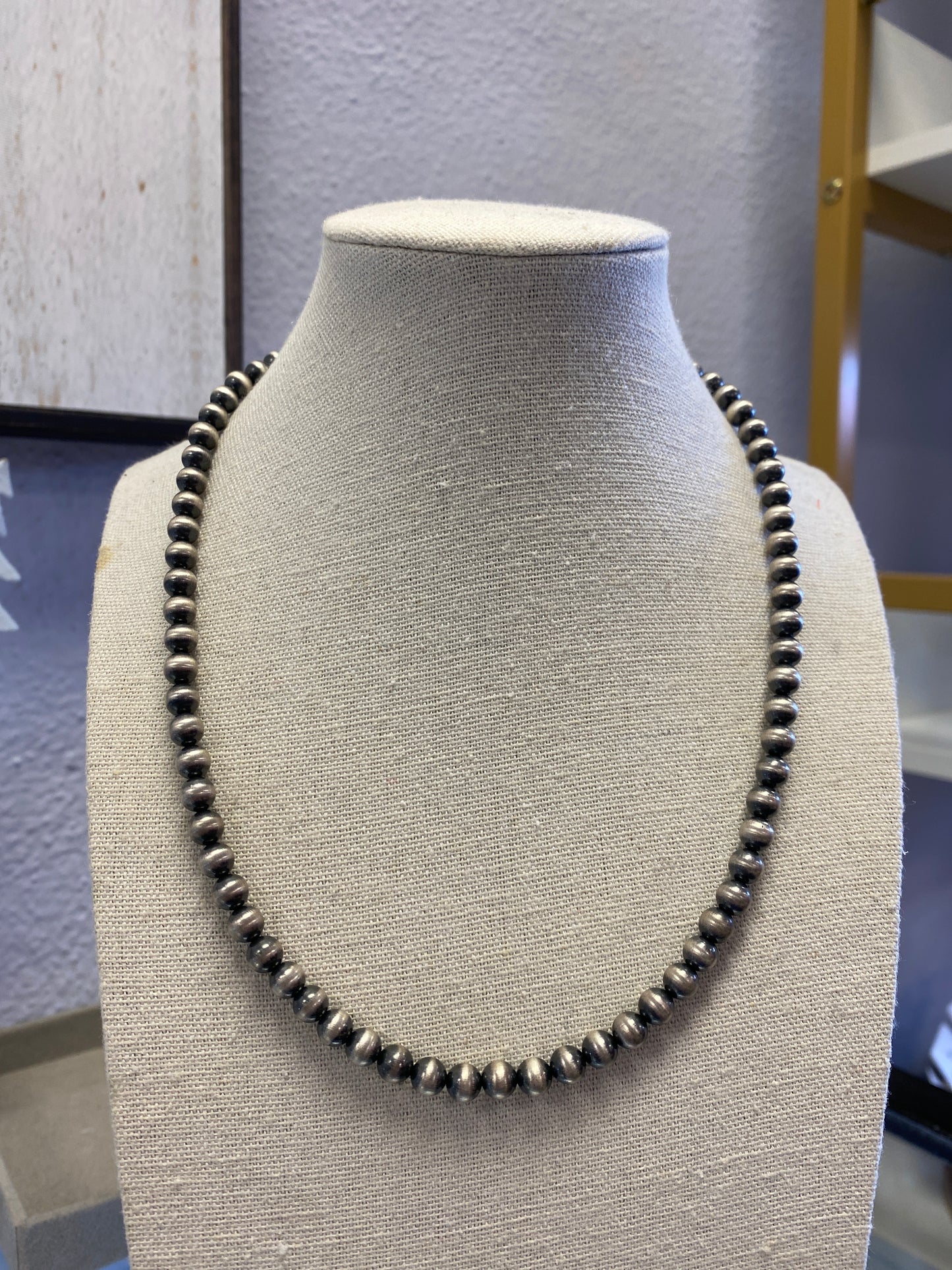 18" 6MM " NAVAJO STYLE" STERLING PEARLS