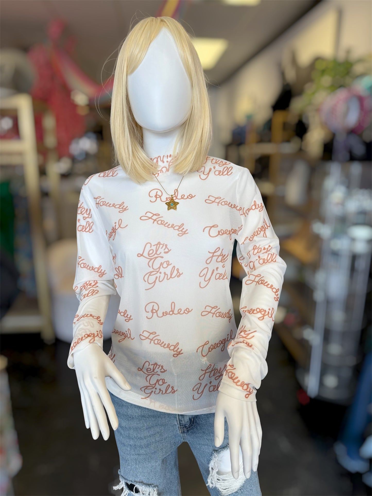 Mesh White Howdy Top