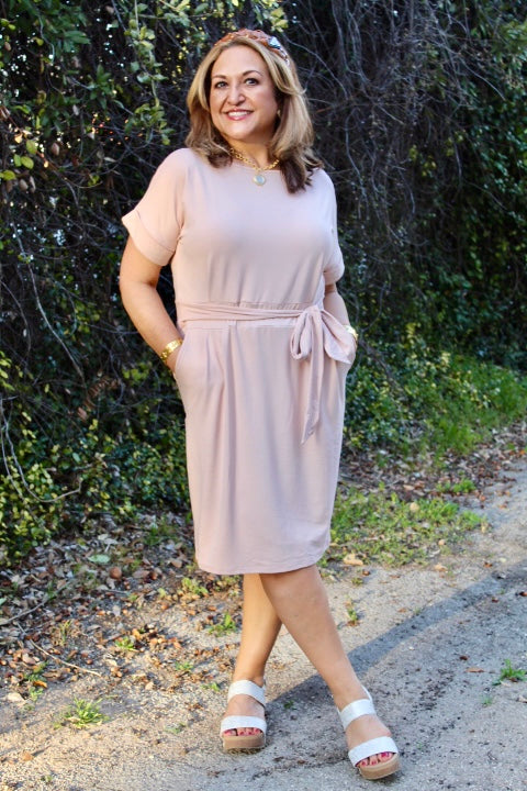 Sand Beige Tie Dress